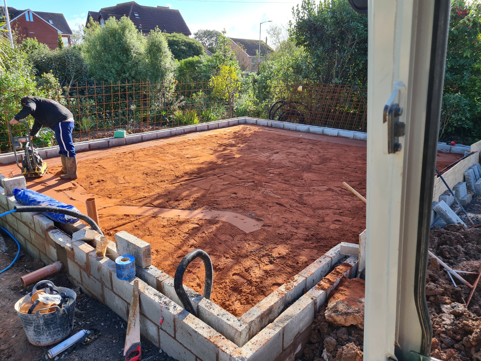 Groundworks and slab preparation for garage
