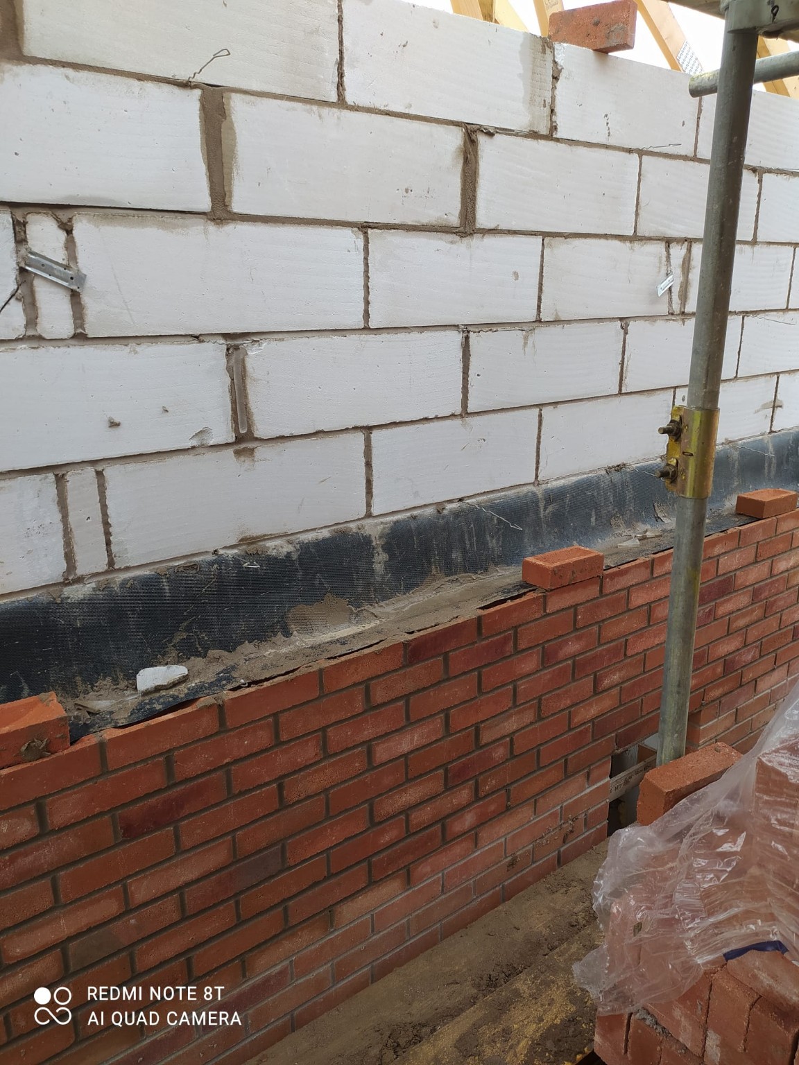 Cavity wall construction in progress