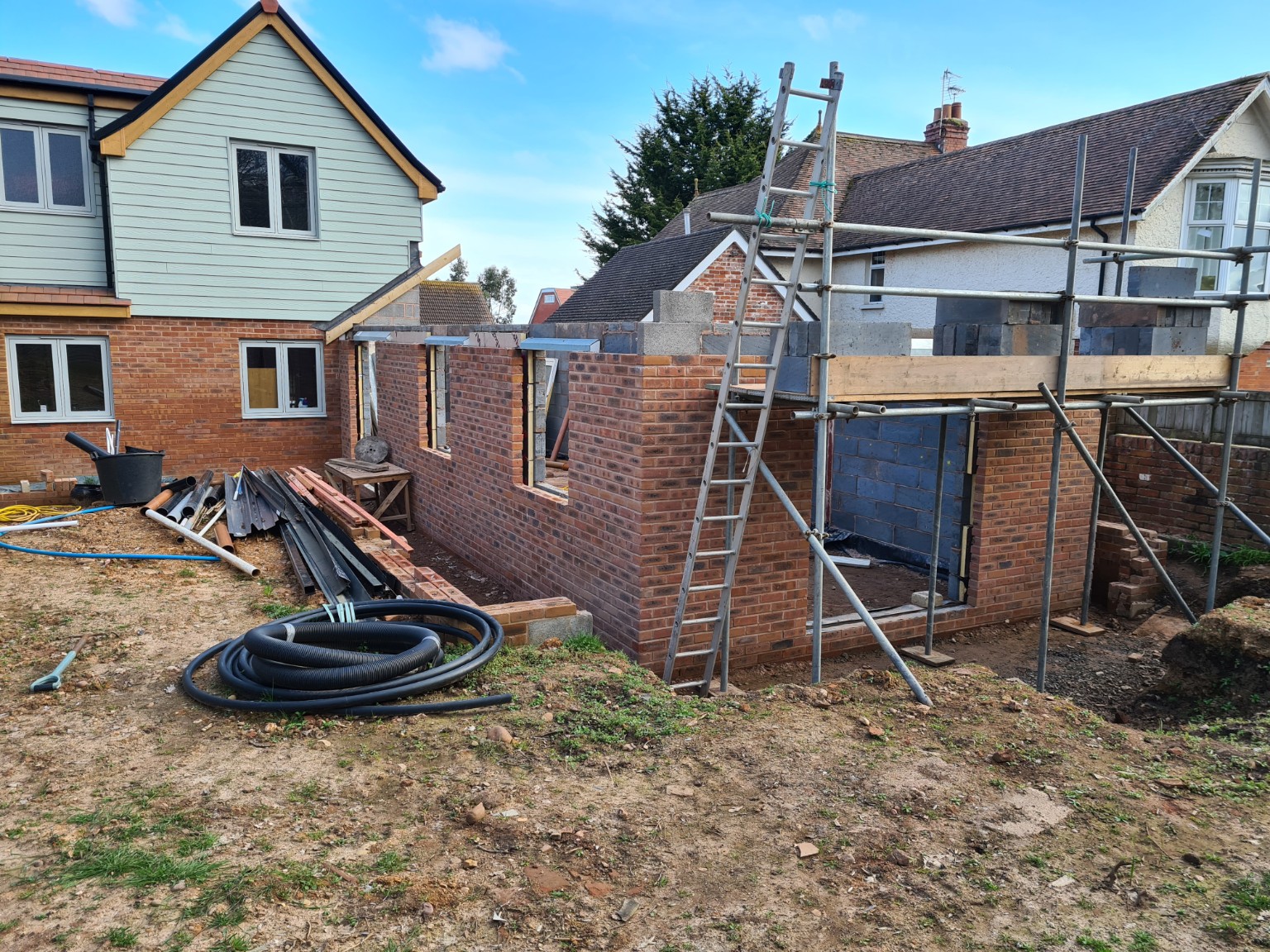 Annexe brickwork and blockwork in progress