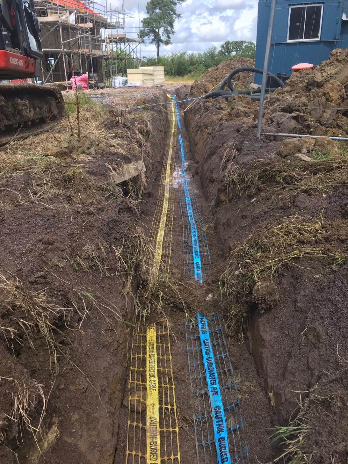 Multiple underground services in trench
